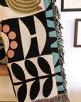 Folk Art Throw in Black and White