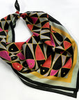 silk art scarf pink fish pattern