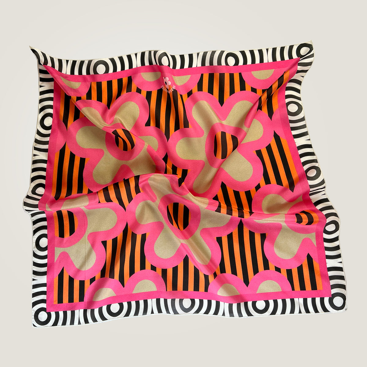 Pop Art Tiger Flower Silk Scarf