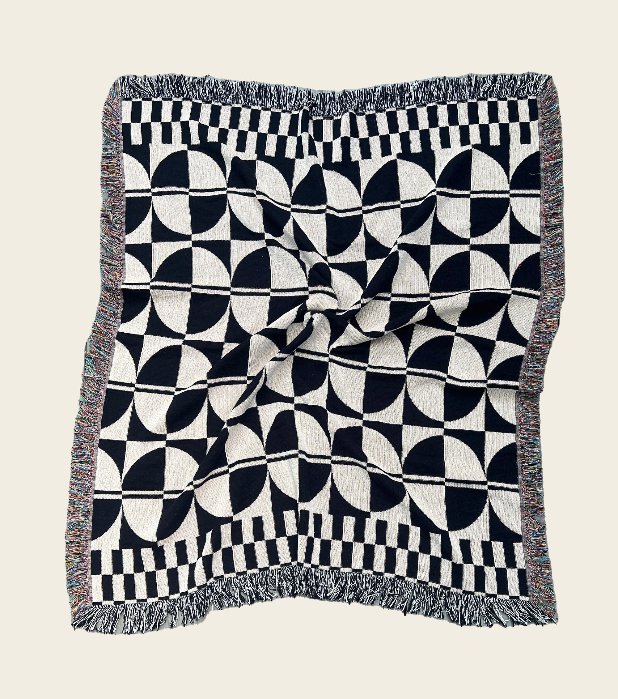 modern circles woven blanket